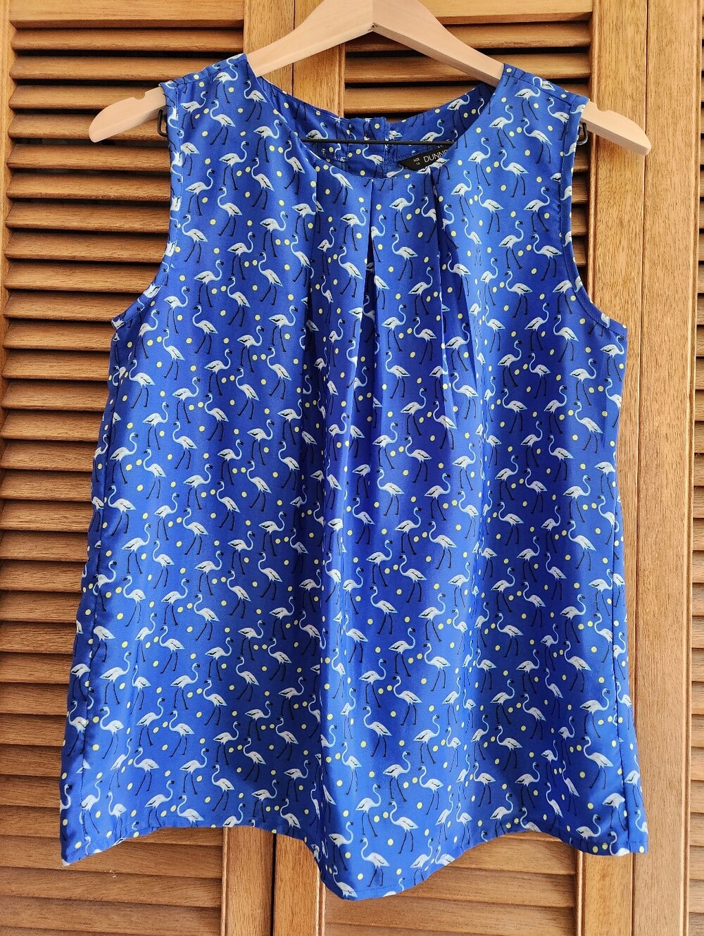 Blue Sleeveless Top with Flamingo Print
